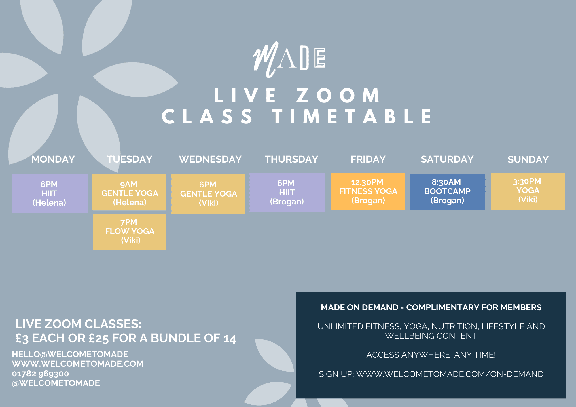 MADE CLASSES TIMETABLES